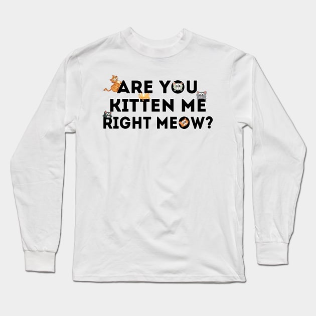 Are You Kitten Me Right Meow Long Sleeve T-Shirt by ZenCloak